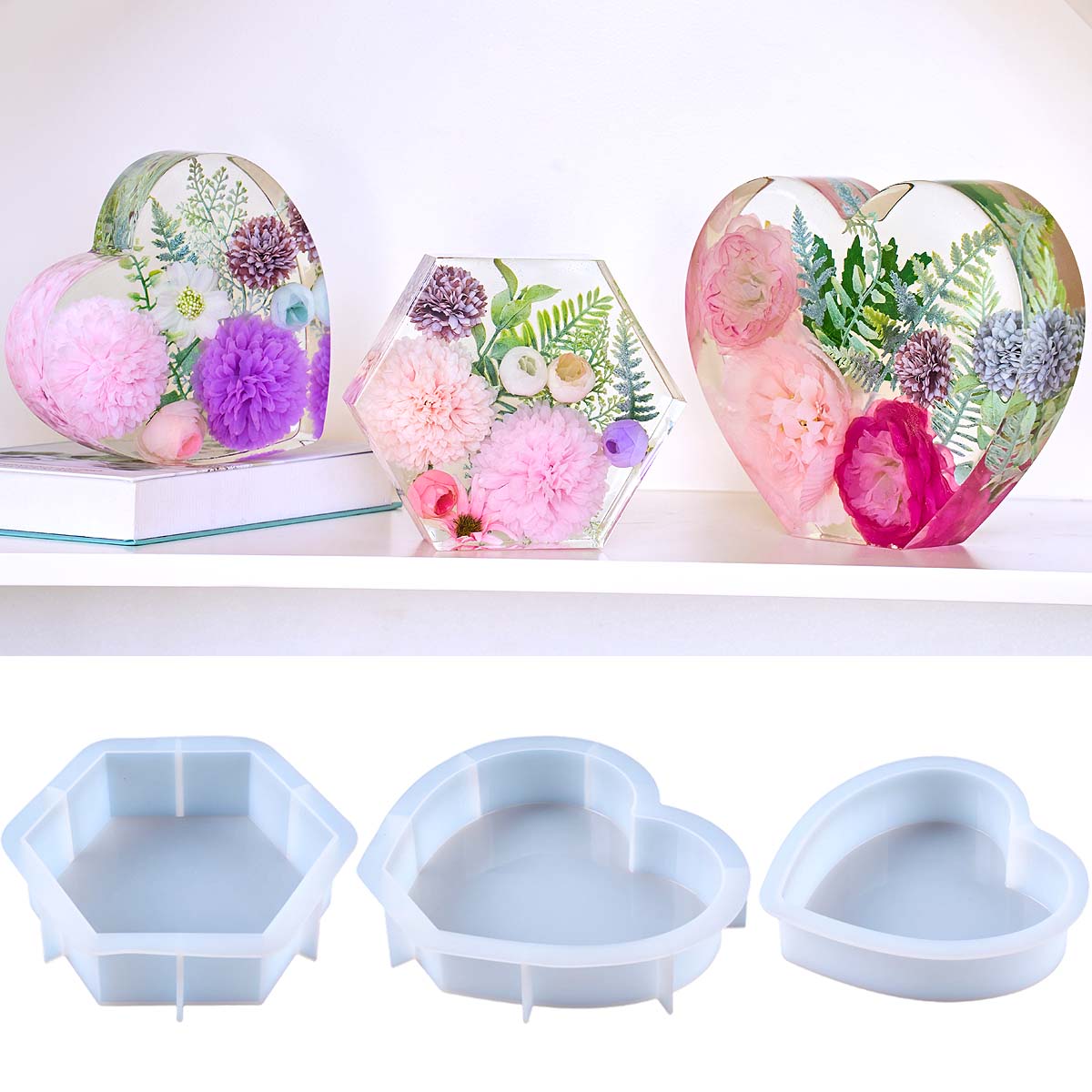 Resin Art Heart - Molde de Silicone Grande em Formato