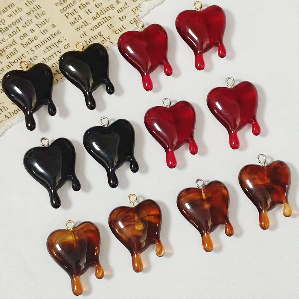 Resin Art Heart - 10 peças de Pingentes de Resina