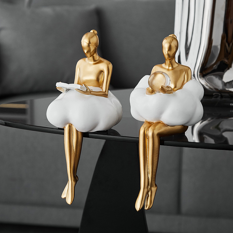 Resin Art Dining Table - Estátua de Figura Abstrata de Menina