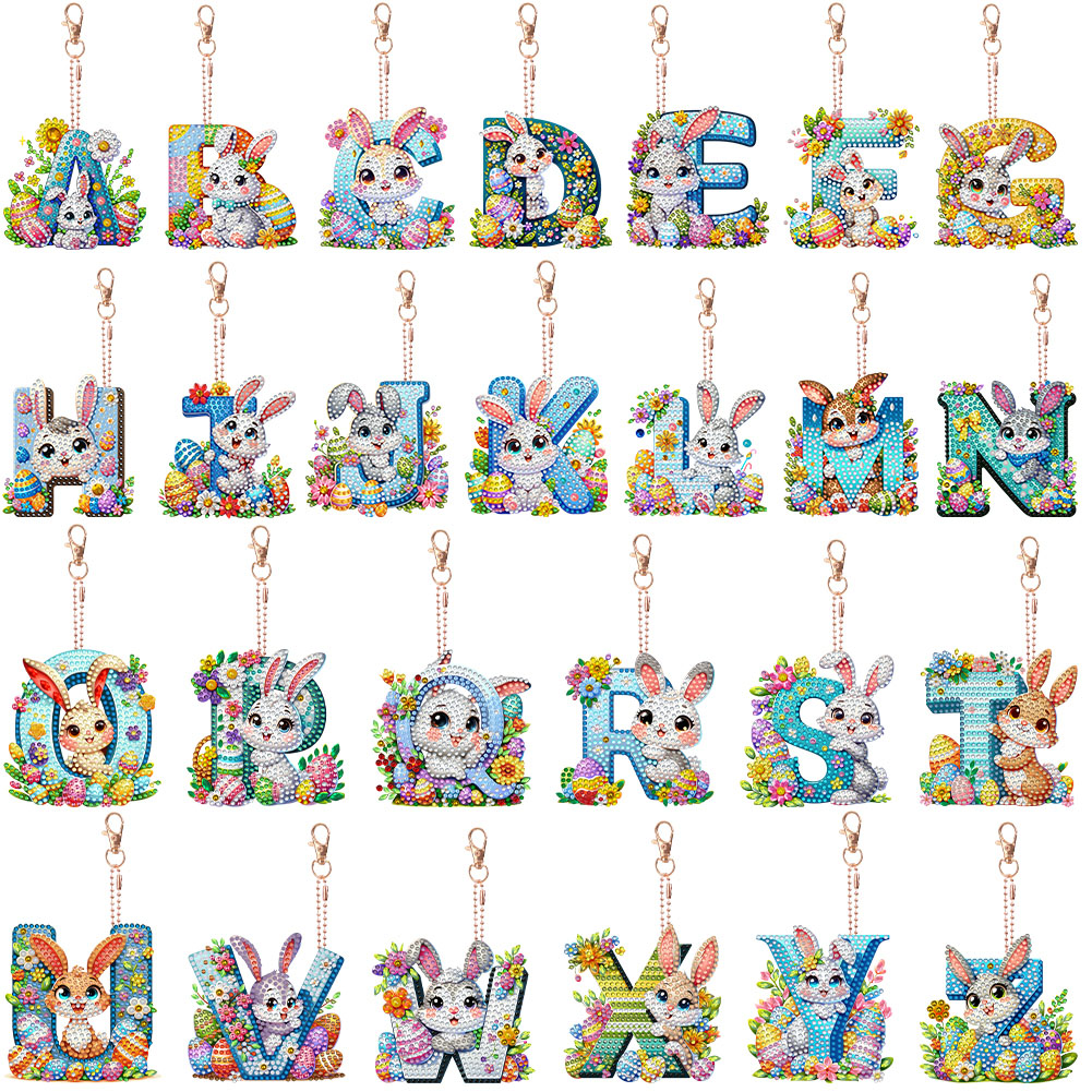 Resin Art Letter Keychain - Kits de Chaveiros de Pintura Diamante