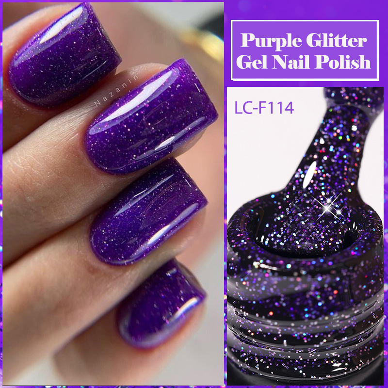 Resin Art All - LILYCUTE Roxo Glitter Lantejoulas Gel Unha