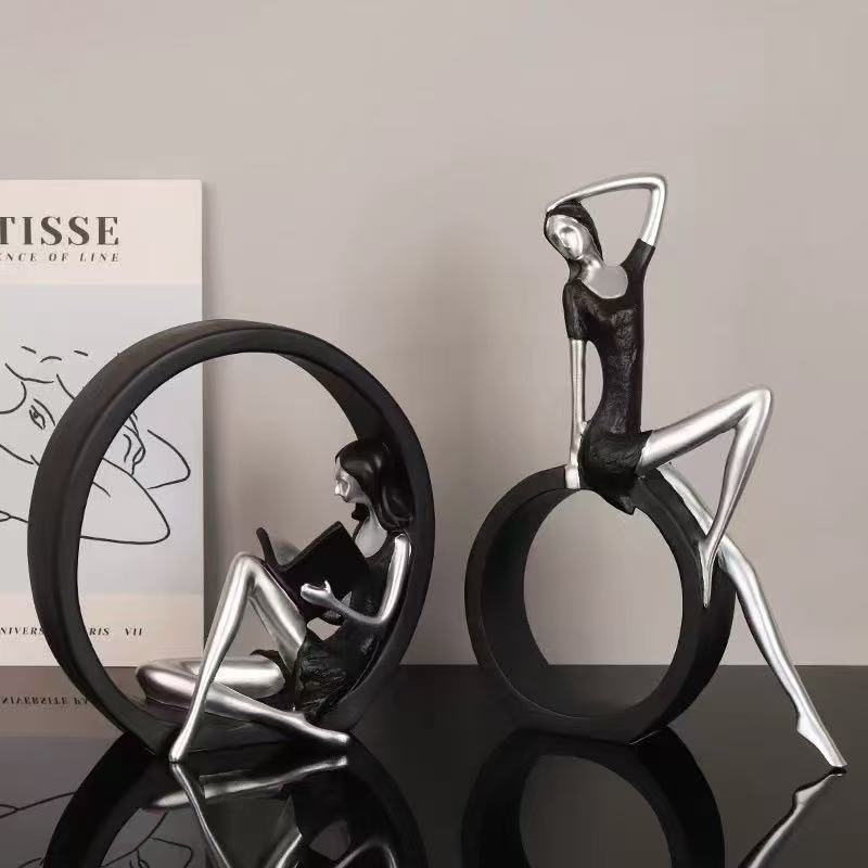 Resin Art India - Estátua de Menina Lendo Yoga em