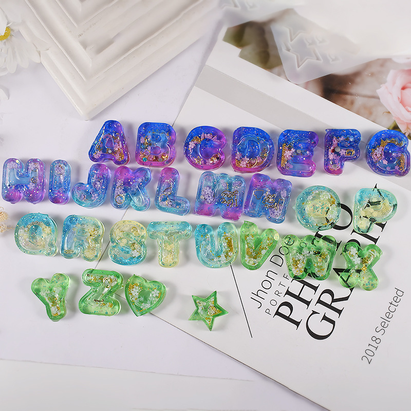 Diy resina arte sorvete carta  - Resin Art Letter Keychain avaliação e preço