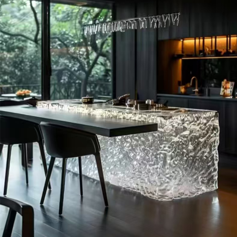 Luz moderna de luxo casa villa - Resin Art Dining Table avaliação e preço